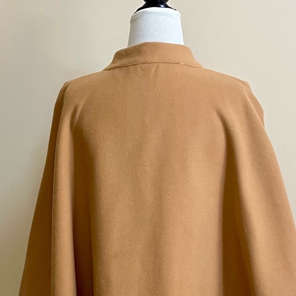 Cape Coat-One Size-Cotton Blend-Camel Color - Picture 6 of 8